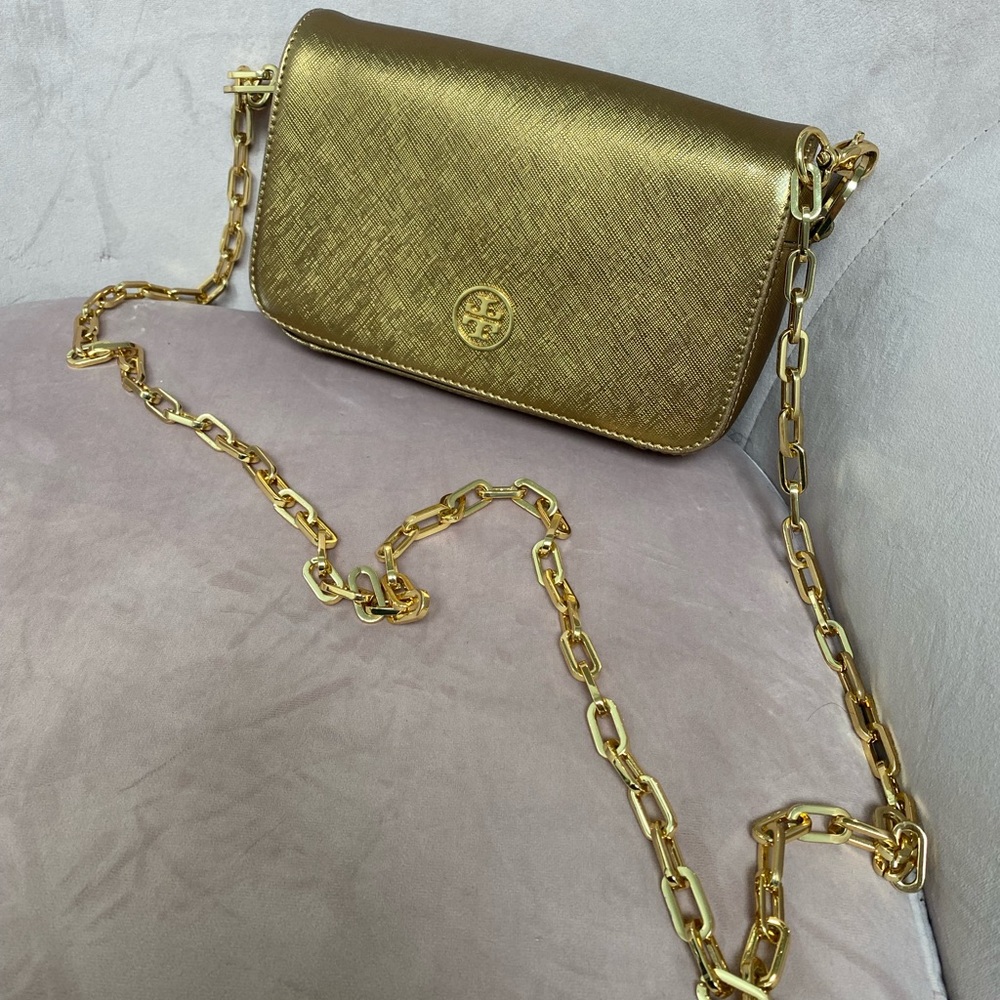 Tory Burch Saffiano Leather Gold Crossbody